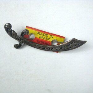 Vintage Cutlass Sword Brooch Pin Spain By Inbime Silver Plate